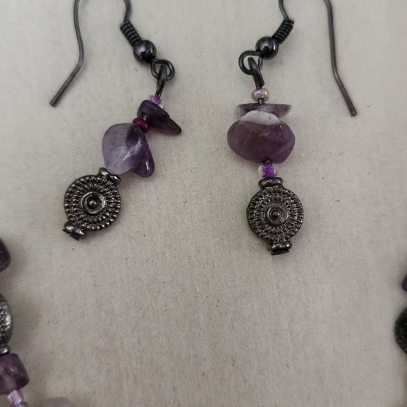 Amethyst Beaded Multi-Layer 16" Necklace and Earring Set - Picture 7 of 7